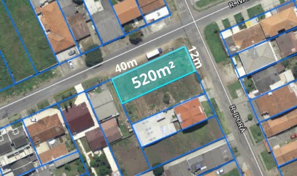 Terreno de esquina de 520 m² com duas frentes na Rua Iporã nº 478